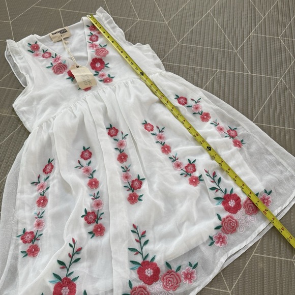 NEW Savanna Jane White Dress Pink Embroidered Flowers Small Sleeveless Boho - Picture 7 of 7
